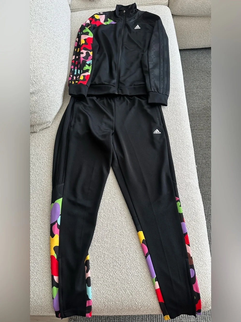 Adidas Rich Mnisi Black Jacket with Multicolor Camo Left Sleeve